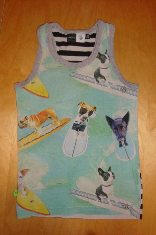 Molo tricot hemd singlet aqua zwart grijs surf hondjes 98/10, Kinderen en Baby's, Kinderkleding | Maat 98, Zo goed als nieuw, Jongen