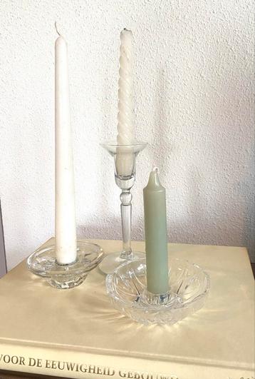 Vintage Glazen Kandelaar Set beschikbaar voor biedingen