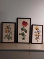 3 Vintage Borduurwerken met Bloemen, Ophalen of Verzenden