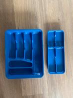 Blauwe plastic besteklade – in goede staat, Ophalen of Verzenden, Gebruikt, Kunststof, Bestekset