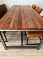 Industrieel stalen eetkamertafel - Z.G.A.N., Huis en Inrichting, Tafels | Eettafels, Ophalen, 200 cm of meer, 50 tot 100 cm, Zo goed als nieuw