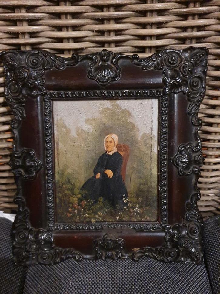 Oude Schilderij met Vrouw in Lijst, Antiek en Kunst, Kunst | Schilderijen | Klassiek, Ophalen of Verzenden