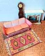 Vintage Lundby poppenhuis meubels bank haard klok, Gebruikt, Ophalen of Verzenden, Gebruiksvoorwerp