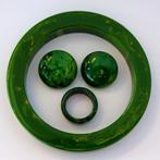 Prachtige Groen Bakeliet Ring, Oorbellen en Armband, Nieuw, Groen, Ophalen of Verzenden