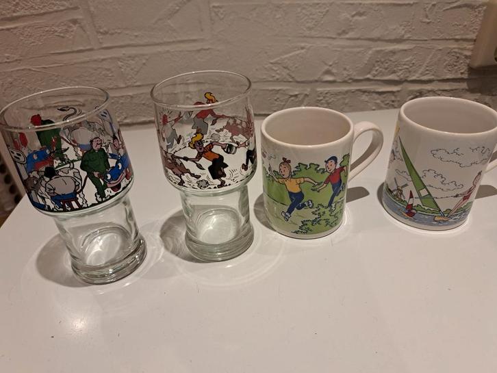 Suske en Wiske Vintage Glazen en Mokken, Verzamelen, Stripfiguren, Gebruikt, Gebruiksvoorwerp, Suske en Wiske, Ophalen