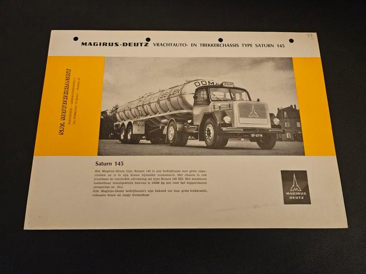 Leaflet Magirus Deutz Saturn 145 1959, Boeken, Auto's | Folders en Tijdschriften, Zo goed als nieuw, Overige merken, Ophalen of Verzenden