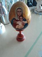 Mooi ei op houten steun maria afbeelding, Antiek en Kunst, Curiosa en Brocante, Ophalen of Verzenden