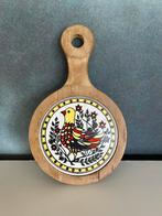 Vintage houten wandbord/snijplank met keramische vogel, Ophalen of Verzenden