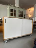 Vintage Schilte schoolkast, dressoir met schuifdeuren, Huis en Inrichting, Kasten | Dressoirs, Ophalen, Gebruikt, -, -