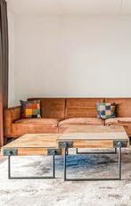 Salon tafel teakhout 80x80 & 70x70 met hardglas, 50 tot 100 cm, Ophalen of Verzenden, Zo goed als nieuw, Minder dan 50 cm