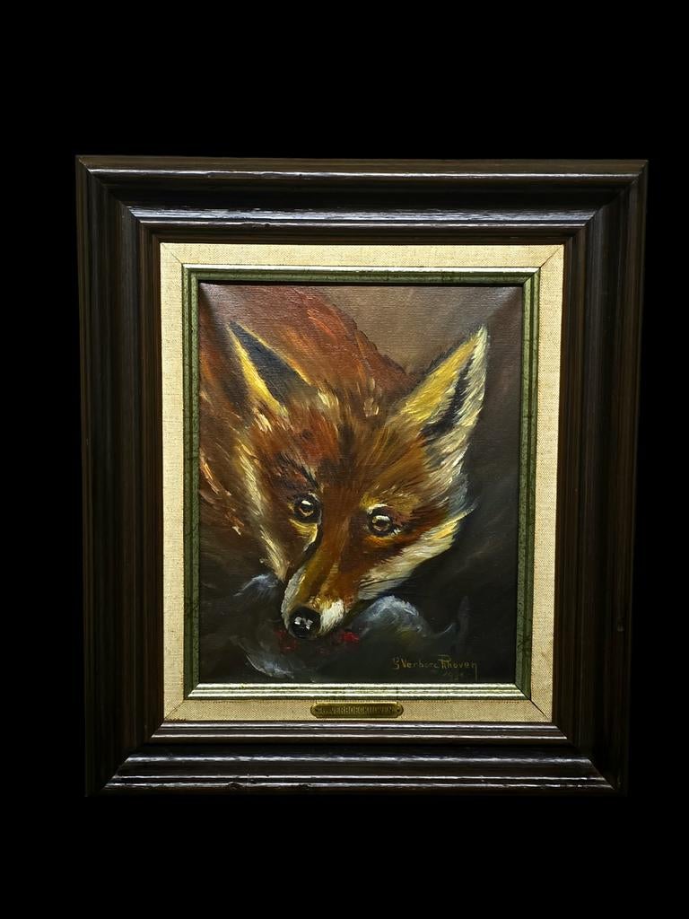 Dierenschilderij  Vos. Gesigneerd, Antiek en Kunst, Kunst | Schilderijen | Klassiek, Ophalen of Verzenden