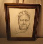 Mooie Tekening 'Oudere Vrouw met Sluier' - Henk Horward, Antiek en Kunst, Kunst | Tekeningen en Foto's, Ophalen of Verzenden