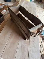 Leuk kistje / bakje , oude voertrog  met touw hengsels, Minder dan 50 cm, Gebruikt, 50 tot 100 cm, Eikenhout