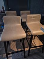 4 barkrukken zandkleurig, Ophalen, Gebruikt, 60 tot 90 cm, Leer