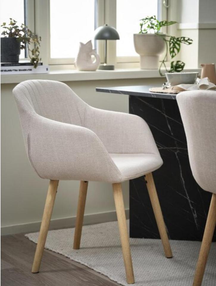 6 Beige Eetkamerstoelen - Zo Goed Als Nieuw, Huis en Inrichting, Stoelen, Zo goed als nieuw, Vijf, Zes of meer stoelen, Hout, Overige kleuren