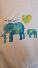 T-shirt | Thailand | Olifanten, Kleding | Dames, T-shirts, Maat 38/40 (M), Ophalen of Verzenden, Wit, Korte mouw