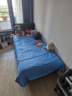 1 persoons bed met hoogdbord, 90 cm, Eenpersoons, Blauw, 210 cm