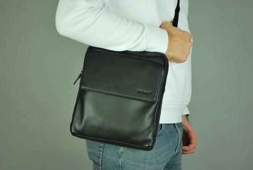 Leren schoudertas/ heren schoudertas, Sieraden, Tassen en Uiterlijk, Tassen | Schoudertassen, Nieuw, Zwart, Leer, Ophalen