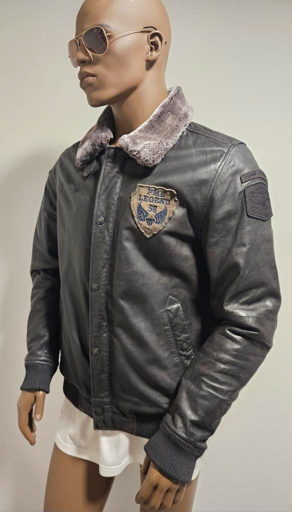 PME Legend zeldzaam model vintage look leren jas (L), Kleding | Heren, Jassen | Winter, Zo goed als nieuw, Maat 52/54 (L), Grijs