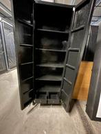 Zwarte houten kast met deuren en lades, Huis en Inrichting, Kasten | Kledingkasten, Gebruikt, Met lade(s), 150 tot 200 cm, 25 tot 50 cm