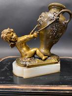 19 Eeuws AUGUSTE MORAU brons engel sater Putti, Antiek en Kunst, Antiek | Koper en Brons, Ophalen of Verzenden, Brons
