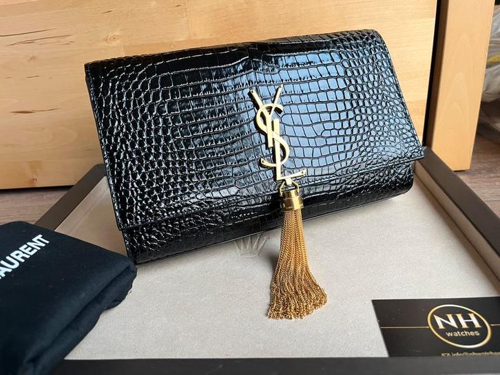 Yves Saint Laurent Kate medium Croco Nieuw, Sieraden, Tassen en Uiterlijk, Tassen | Damestassen, Nieuw, Handtas, Zwart, Ophalen