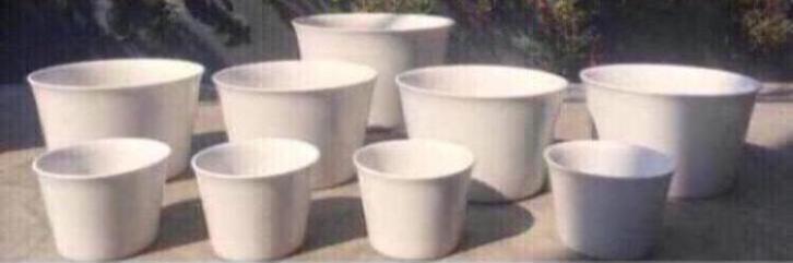 Vintage witte bloempotten bio stekjes kamerplanten, Tuin en Terras, Bloempotten, Zo goed als nieuw, Terracotta, Binnen, Minder dan 40 cm