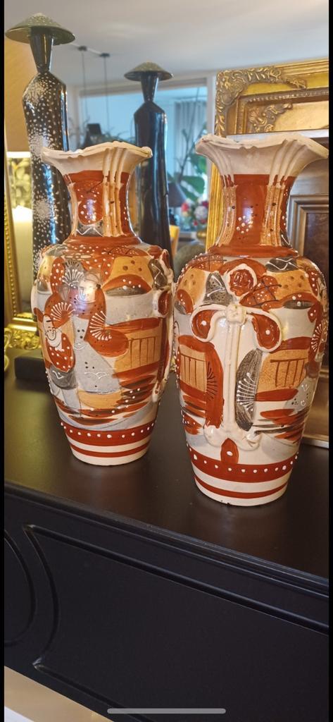 Set van 2 Japanse Satsuma vazen, Antiek en Kunst, Antiek | Vazen, Ophalen of Verzenden