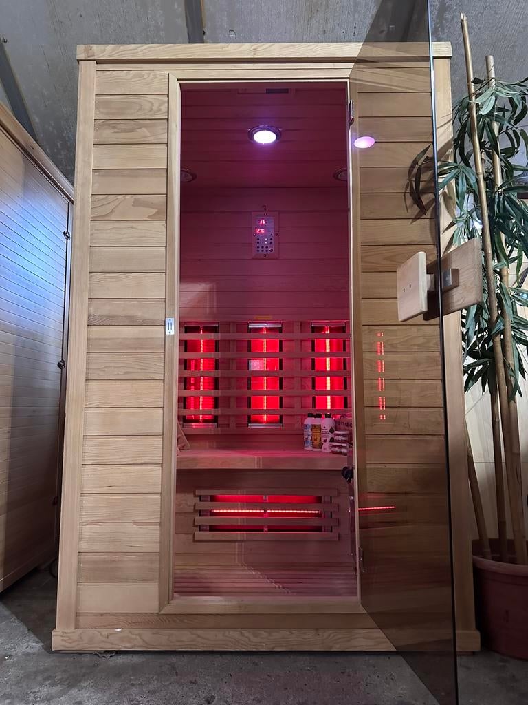 COMBI SAUNA INFRAROOD MET OPGIETKACHEL GRATIS MONTAGE! 🚚, Sport en Fitness, Sauna, ., Fins of Traditioneel, Complete sauna, Ophalen of Verzenden