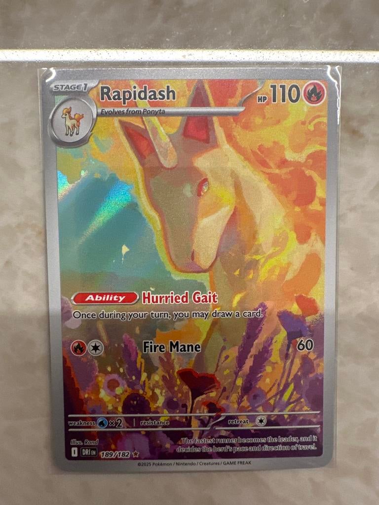 Rapidash 189/182 Destined Rivals Pokémon Kaart, Ophalen of Verzenden, Zo goed als nieuw, Losse kaart, Foil