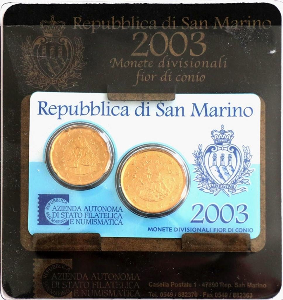 San Marino mini BU set 2003 met 20 en 50 cent - lastig, Postzegels en Munten, Munten | Europa | Euromunten, Ophalen of Verzenden