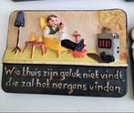 Vintage spreuk wie thuis zijn geluk, Antiek en Kunst, Antiek | Wandborden en Tegels, Ophalen