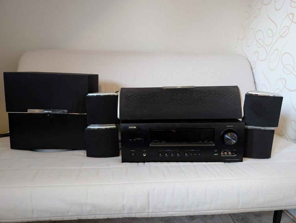 Volledige 5.1 set, Denon AVR-1612 versterker + Jamo speakers, Gebruikt, 70 watt of meer, 5.1-systeem, Ophalen