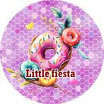 L1465 icing frosting donut 18cm eetbare taart print top, Ophalen of Verzenden, Nieuw, Taarten, Versiering