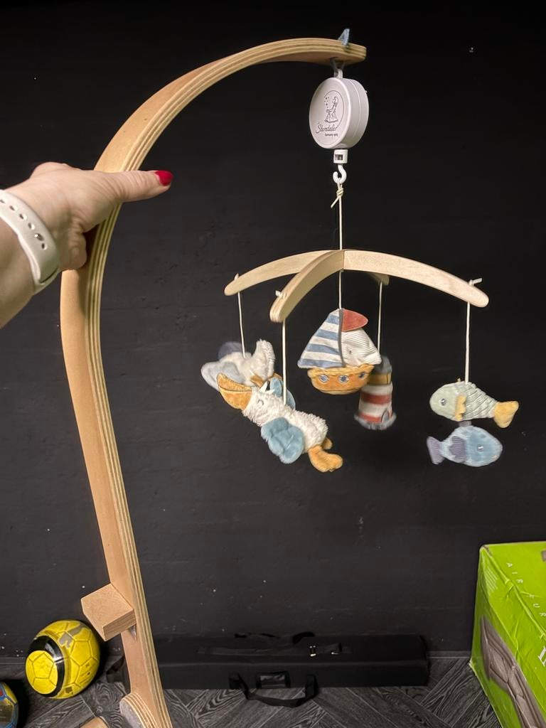 Houten muziekmobiel met zeedieren, Ophalen, Gebruikt, Mobiel, Met geluid