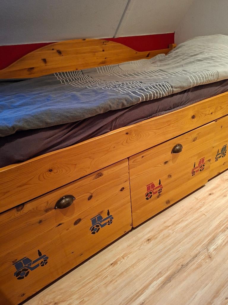 Houten kajuit bed, Ophalen, 85 tot 100 cm, Gebruikt, Lattenbodem