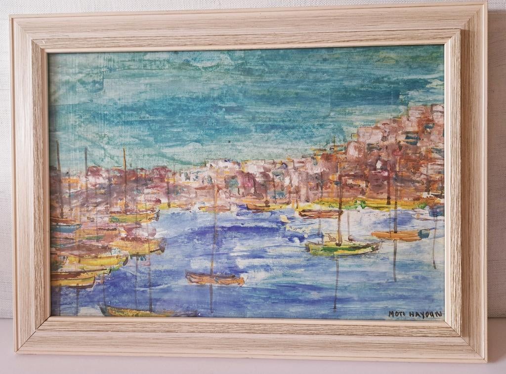 Haventje van Tel Aviv .Aquarel., Ophalen of Verzenden