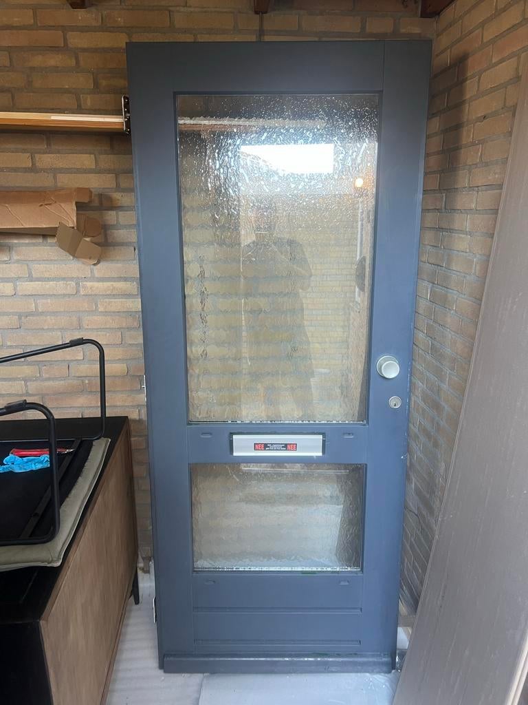 Houten voordeur met dubbelglas 211x87, Ophalen, Gebruikt, 80 tot 100 cm, Buitendeur