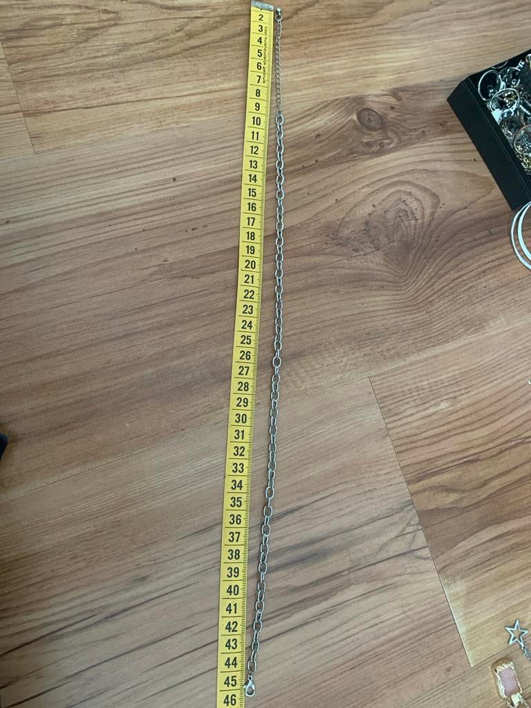 Dikke zilverkleurige ketting, Ophalen of Verzenden, Gebruikt, Zilver, Overige materialen
