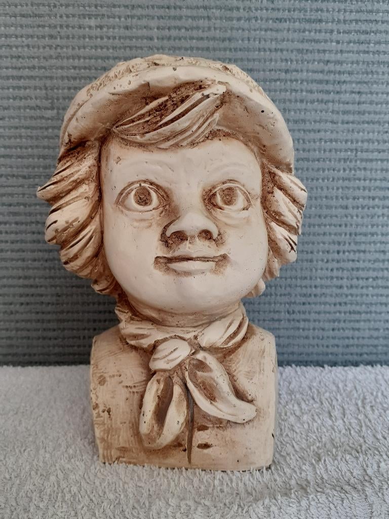 Zwaar beeldje van jongens kopje, Verzamelen, Beelden en Beeldjes, Ophalen of Verzenden, Zo goed als nieuw, Mens