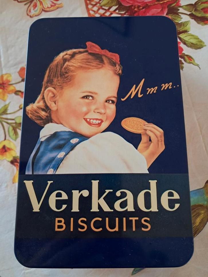 Vintage Verkade Koektrommel, Verzamelen, Blikken, Zo goed als nieuw, Koek(jes), Verkade, Ophalen of Verzenden