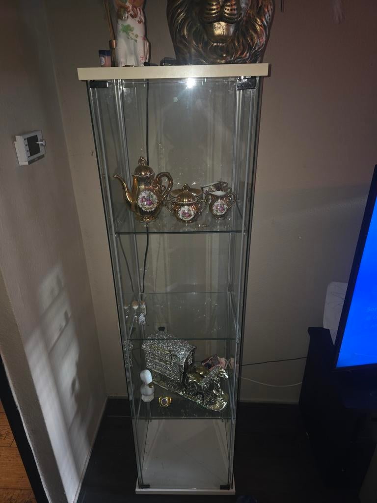 Glazen vitrinekast met 3 planken, Huis en Inrichting, Minder dan 50 cm, Ophalen of Verzenden, Glas, Minder dan 25 cm