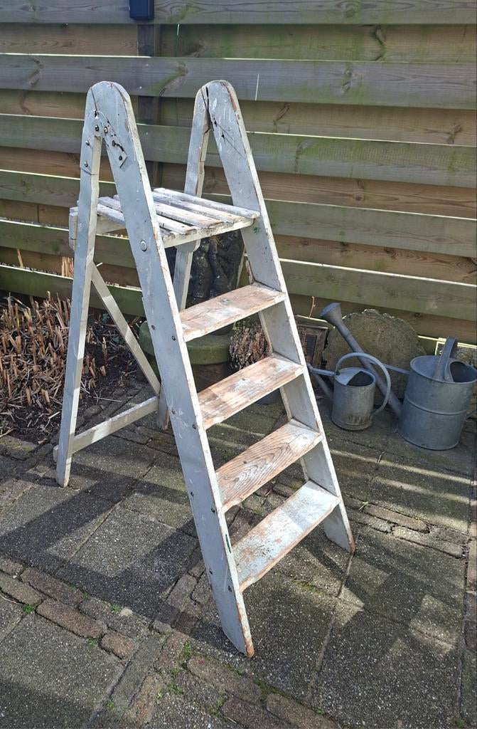 Retro houten keukentrap, Ophalen of Verzenden, Gebruikt, Minder dan 2 meter