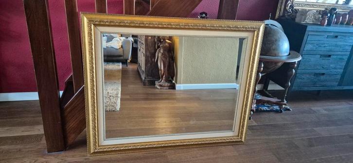 Grote Barok Spiegel - 125x100cm - Gouden Houtsnijwerk, Antiek en Kunst, Antiek | Spiegels, 100 tot 150 cm, 100 tot 150 cm, Rechthoekig