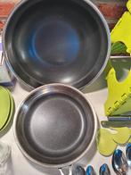 Pannen (z.g.a.n) en div. camping servies, Ophalen of Verzenden, Zo goed als nieuw, Rvs, Pannenset