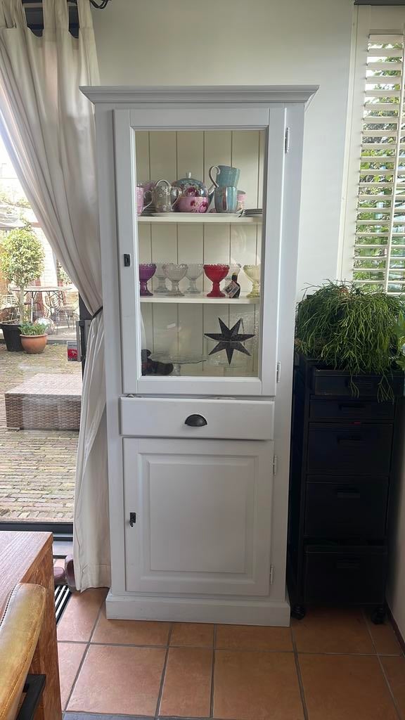 Brocante vitrine kast, Ophalen, Gebruikt, 150 tot 200 cm, 25 tot 50 cm
