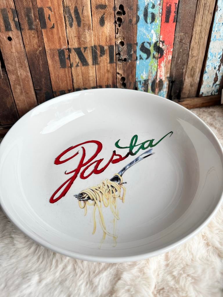 Groot pasta serveerbord met 'Pasta' opdruk, Huis en Inrichting, Keuken | Servies, Keramiek, Ophalen of Verzenden, Overige stijlen