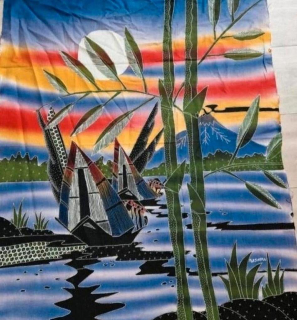 Originele oude batik uit Indonesië, Gebruikt, 100 tot 150 cm, Zwart, Ophalen of Verzenden