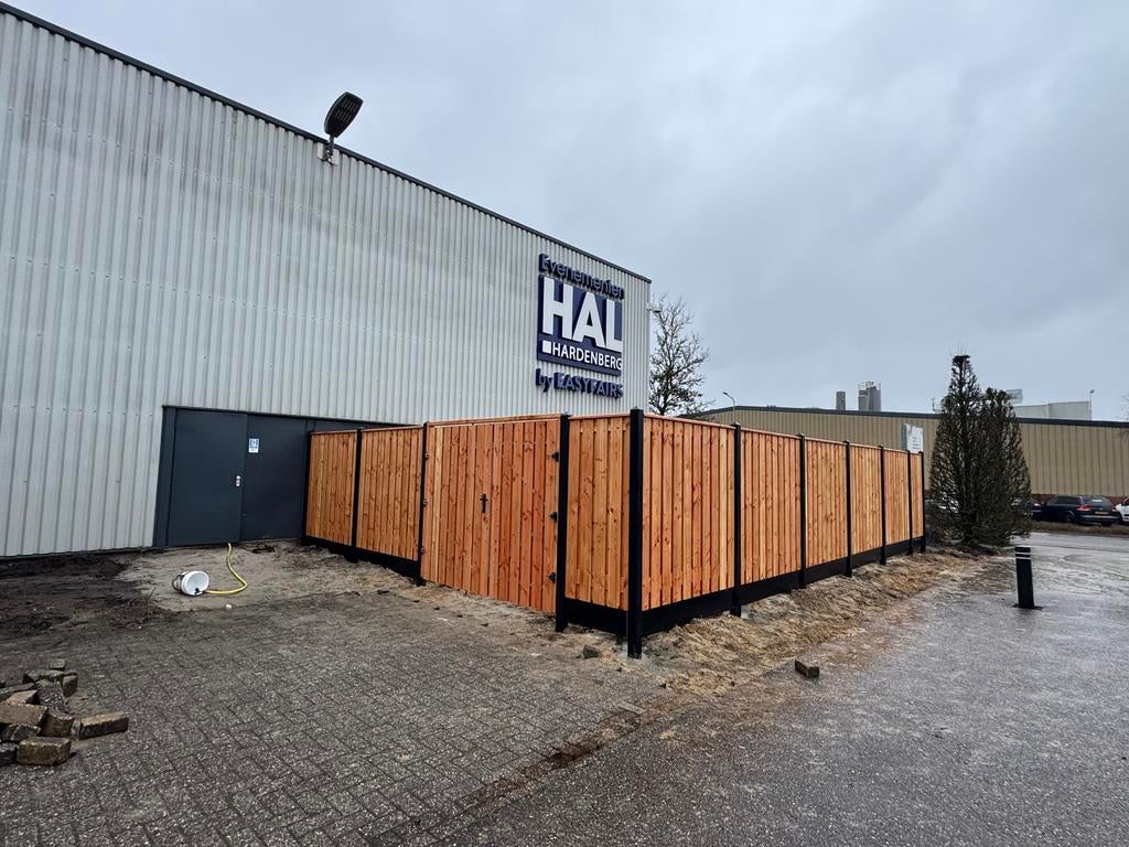 Grenen hout/beton schutting €95 p/m inclusief montage, Tuin en Terras, Schuttingen, 6 meter of meer, Ophalen of Verzenden, Hout