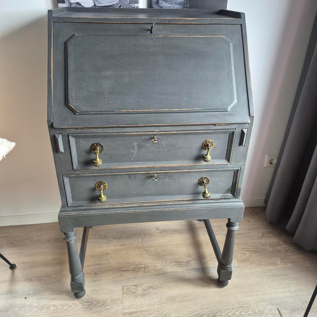 Mooie secretaire met krijtverf, inclusief restverf, Huis en Inrichting, Kasten | Secretaires, Ophalen, Gebruikt, Klassiek, Brocante